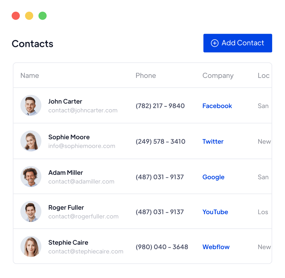 Contacts - Technology Webflow Template